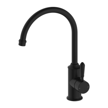 YORK KITCHEN MIXER GOOSENECK SPOUT WITH METAL LEVER, MATTE BLACK
