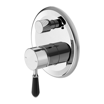 YORK SHOWER MIXER WITH DIVERTOR WITH BLACK PORCELAIN LEVER CHROME