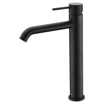 Ikon Hali Black Tall Basin Mixer - Matte Black Finish