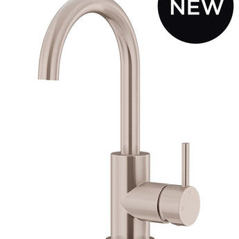 ROUND GOOSENECK BASIN MIXER WITH COLD START