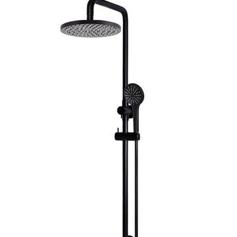 200mm Black Round Shower Rail with Single Function Hand Shower
