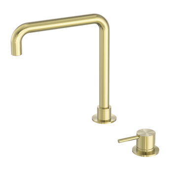 Brushed Gold Mecca HOB Basin Mixer with Square Swivel Spout - Nero Tapware