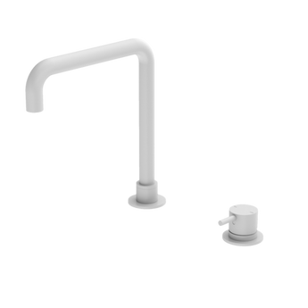 Matte White Mecca HOB Basin Mixer with Square Swivel Spout