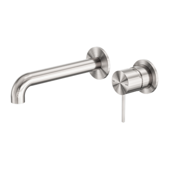 MECCA WALL BASIN/BATH MIXER SEPARATE BACK PLATE 185MM BRUSHED NICKEL