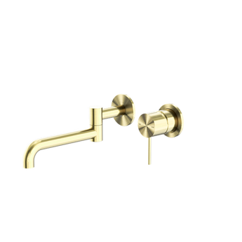 Brushed Gold Mecca Wall Basin/Bath Mixer with Swivel Spout 225mm
