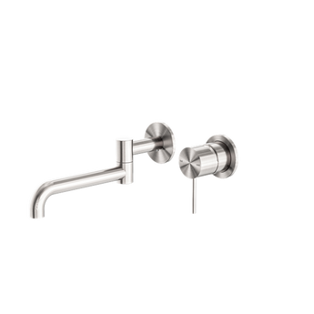 Brushed Nickel Mecca Wall Basin/Bath Mixer with 225mm Swivel Spout
