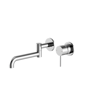 Chrome Mecca Wall Basin/Bath Mixer with 225mm Swivel Spout