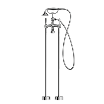 YORK FREESTANDING BATH SET WITH METAL HAND SHOWER CHROME