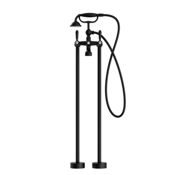 YORK FREESTANDING BATH SET WITH METAL HAND SHOWER MATTE BLACK