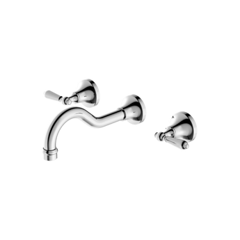 Chrome York Wall Basin Set with Metal Lever