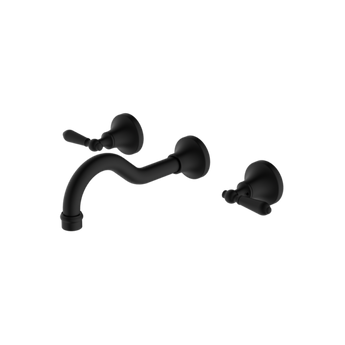 Matte Black York Wall Basin Set with Metal Lever