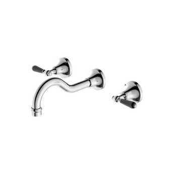 YORK WALL BASIN SET WITH BLACK PORCELAIN LEVER CHROME