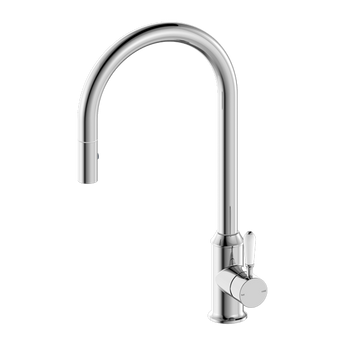 YORK PULL OUT SINK MIXER WITH VEGIE SPRAY FUNCTION WITH WHITE PORCELAIN LEVER CHROME