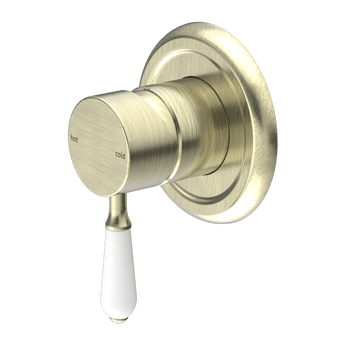 YORK SHOWER MIXER WITH WHITE PORCELAIN LEVER AGED BRASS