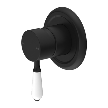 YORK SHOWER MIXER WITH WHITE PORCELAIN LEVER MATTE BLACK