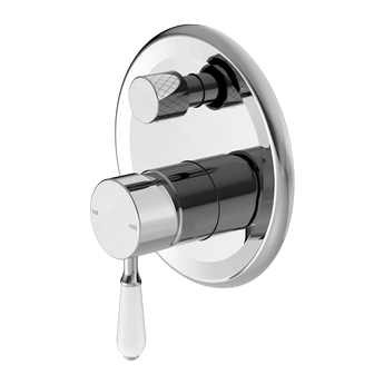 YORK SHOWER MIXER WITH DIVERTOR WITH WHITE PORCELAIN LEVER CHROME
