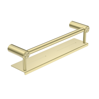 Mecca Care Brushed Gold Grab Rail with Shelf 450mm