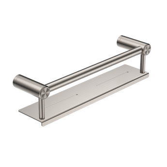 Mecca Care Brushed Nickel Grab Rail with Shelf, 25mm x 450mm