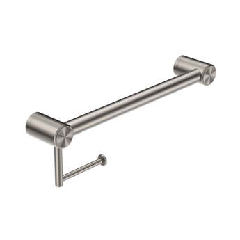 MECCA CARE 32MM GRAB RAIL WITH TOILET ROLL HOLDER 450MM BRUSHED NICKEL