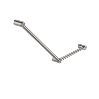 MECCA CARE 32MM AMBULANT TOILET GRAB RAIL 45 DEGREE 750X450MM BRUSHED NICKEL