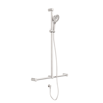 MECCA CARE 32MM T BAR GRAB RAIL AND ADJUSTABLE SHOWER SET, BRUSHED NICKEL