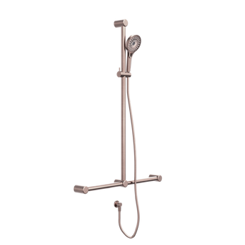 MECCA CARE 32MM T BAR GRAB RAIL AND ADJUSTABLE SHOWER SET, BRUSHED BRONZE