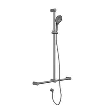 MECCA CARE 32MM T BAR GRAB RAIL AND ADJUSTABLE SHOWER SET, GUN METAL