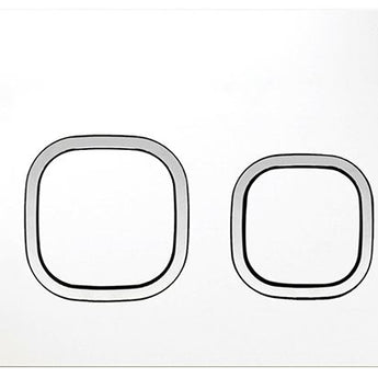 R&T SOFT SQUARE PUSH PLATE MATTE WHITE WITH CHROME TRIM