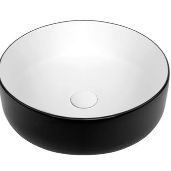 Matte White & Black Radius Round Basin