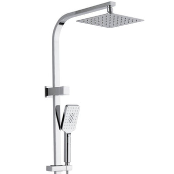 Taran 200mm Chrome Twin Shower On Rail Top Inlet Square