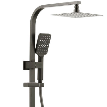 TARAN TWIN SHOWER ON RAIL TOP INLET, SQUARE GUNMETAL