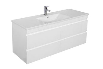 Gloss White Wall Hung Vanity with Ceramic Top