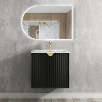 Marlo Matte Black 600mm Wall Hung Bathroom Vanity with Slimline Ceramic Top