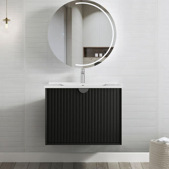 Marlo Matte Black 750mm Wall Hung Bathroom Vanity with RockPlate Top