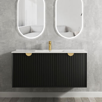 Marlo Matte Black Double Draw 1200mm Wall Hung Vanity with Slimline Ceramic Top