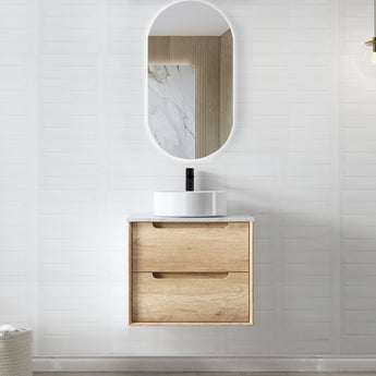 Byron Natural Oak 600mm Wall Hung Bathroom Vanity