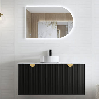 Marlo Matte Black 1200mm Wall Hung Vanity with RockPlate Top