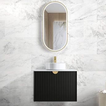 Marlo Matte Black 750mm Wall Hung Bathroom Vanity with Ceramic Top
