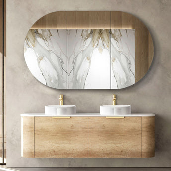 Bondi Natural Oak Curve 1500mm Wall Hung Vanity