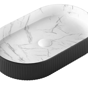 KENSINGTON OVAL BASIN MATT BLACK & WHITE CARRARA