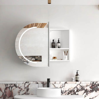 LED Bondi 900x600mm Curved Shaving Cabinet Matte White