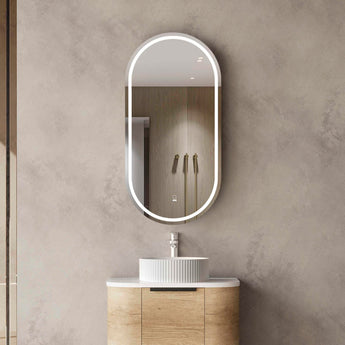 LED NOOSA OVAL SHAPE SHAVING CABINET BLACK OAK