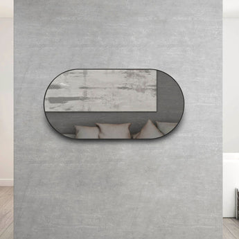 Noosa Oval Black Metal Frame Mirror 1200x600mm