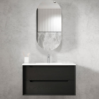 Byron 900x465x565mm Black Oak Wall Hung Vanity