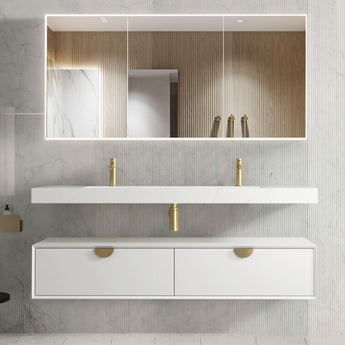 MOONLIGHT WALL HUNG CABINET WHITE (GOLD HANDLE)