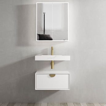 MOONLIGHT WALL HUNG CABINET 600 SINGLE BASIN(GOLD HANDLE)