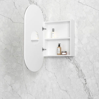 Noosa 900x450mm Pill Shape White Shaving Cabinet