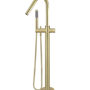ROUND PINLESS FREESTANDING BATH SPOUT AND HAND SHOWER
