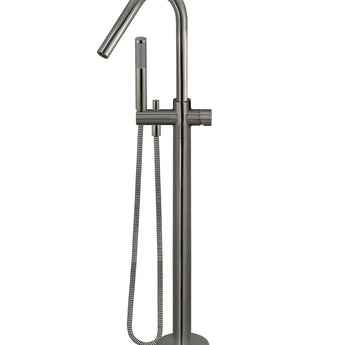 ROUND PINLESS FREESTANDING BATH SPOUT AND HAND SHOWER