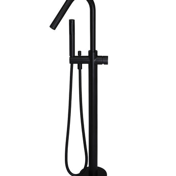 ROUND PINLESS FREESTANDING BATH SPOUT AND HAND SHOWER